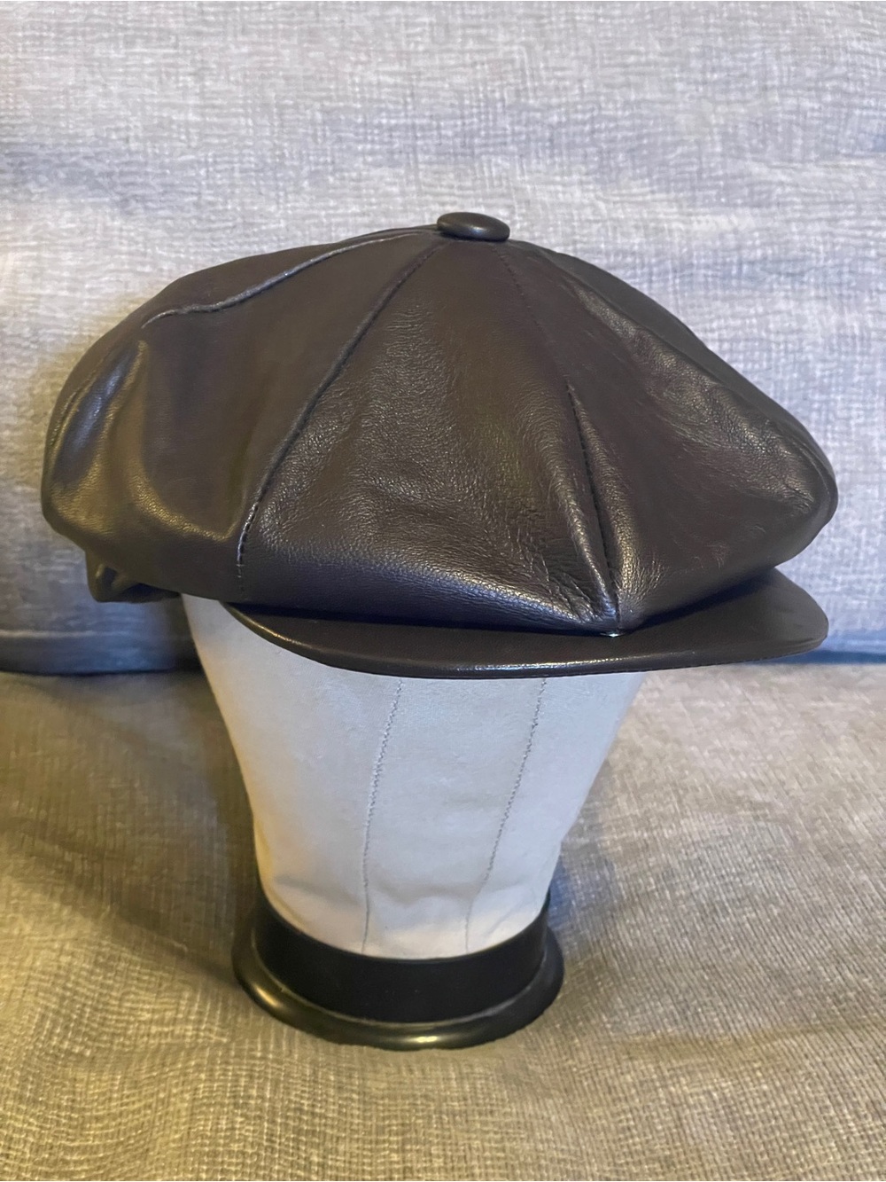 Vintage Capas Lambskin Brown Leather Ivy Snap Newsboys Cap Size XL *Made in USA